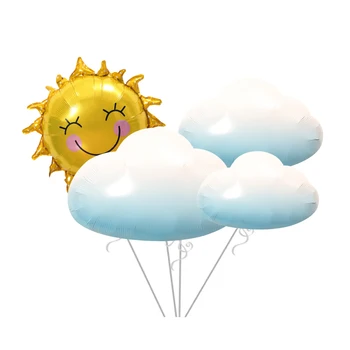 Cartoon Päike Pilved tutt Kuu Foolium Õhupallid armas naeratus vikerkaar päike Õhk Õhupalli Sünnipäeva Teenetemärkide Lapsed Täispuhutavad Mänguasjad