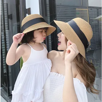 Vanem-laps kanda suvel laste vibu päike mütsid meeste ja naiste dome päikesekaitsetoodete, lapsed, rand, päike mütsid fedora mütsid
