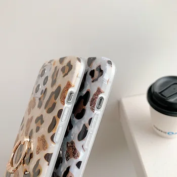 Unistus Shell Leopard Pressitud Koos hoidikuga, Telefon Case For iPhone 12 11 Pro Max 12 Mini XS Max XR-X 8 7 Pluss Juhul Pehme IMD Fundas