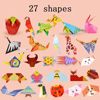 Lapsed Värviline Paber Mänguasjade Komplekt 3D Käsitsi Origami Mänguasi, Loom/Elu DIY Murra Paber Arendamine Käsitöö Art Laste Anni 14*14CM