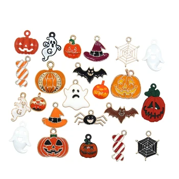 12TK Emailiga Halloween Võlusid Segatud Candy Vaim Kõrvits Pvt Spider Kass Müts Sulamist Ripats Ehted Tegemise Aksessuaar XL876