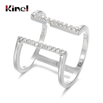 Kinel Fashion Loominguline Geomeetrilised jooned Välimus Tsirkoon Reguleeritav Brilliant Silver Värvi Ring Naiste Kohal