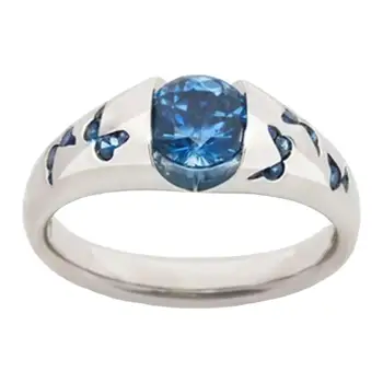 Luxury Exquisite 925 Sterling Silver Blue Butterfly Gemstone Ring Rhinestone Zircon Crysatl Shiny Rings Women Jewelry Gift