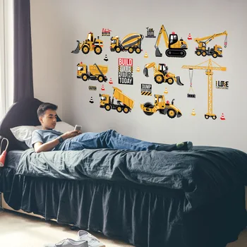 Cartoon DIY seina kleebised Transpordi Autod Veoauto Kaevaja tapeet Lastele Toad Home Decor Poisid Toa Kaunistamise Kunst Seina Plakat