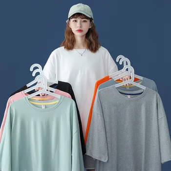Põhi Puuvillane T-Särk Naiste Suvel Uus Liiga Tahke Tees 7 Värvi Vabaaja Lahti Tshirt Korea O Kaela Naine Tops