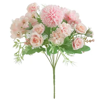 7 Prongs Värvikas Hydrangea Roos Ilus Kunstlik Silk Võltsitud Lilled Pulm Valentines Pruudi Kimp Holding Decor