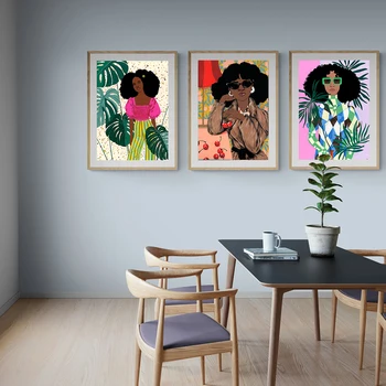Isekleepuvad Maali Seina Kleebis Moodne Seksikas Tüdruk, Plakatid, Prindid Kunsti Pildid Must Nahk Naine Kodu Kaunistamiseks