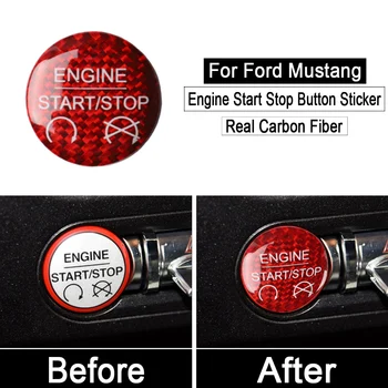 Ford Mustang 2016 2017 2018 Auto-Stying Mootori Start-Stop-Nupp Kleebisega Katta Tõsi, Süsinikkiust Tarvikud