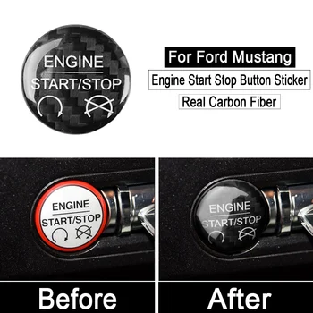 Ford Mustang 2016 2017 2018 Auto-Stying Mootori Start-Stop-Nupp Kleebisega Katta Tõsi, Süsinikkiust Tarvikud
