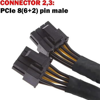GPU PCIe 8 Pin Emane Dual 2X 8 Pin (6+2) Mees PCI Express Power Adapter Põimitud Y-Splitter pikendusjuhe 20cm Kaabel