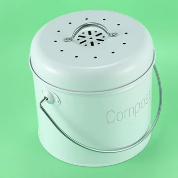 Komposti Bin 3L - Kvaliteetne Köök Komposti Bin - Köök Kompostri Toidu Jäätmed - Söe Filter,heleroheline