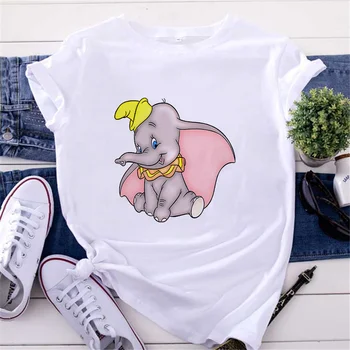 Dumbo Cartoon Print T-Särk Naiste Ameerika Filmi Kuum Riided Armas 90S Loomade Tshirt Dumbo T-Särk Naiste Naljakas Elevant Tops Tees