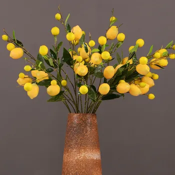 Kunstlik Sidruni Kollane Marjad Branch Pulm Kodu Pool Decor Simulatsiooni Flower Arrangement LemonTree Decor Imitatsioon Taimed