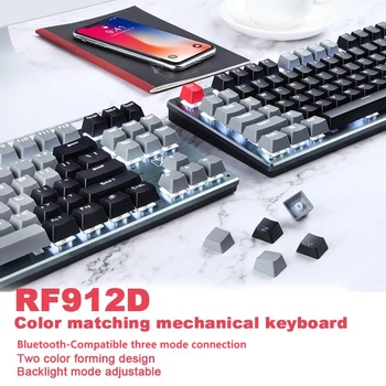 87 Võtmed Mehaaniline Klaviatuur Taustavalgustusega Traadiga ja Traadita Bluetooth-Ühilduva Laetav Gaming Klaviatuuri PC, Sülearvuti, Tablett RF912D