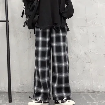 Ruuduline Vabaaja Püksid Streetwear Naiste Liiga Harajuku Püksid naistele, Lai Jalg Pant korea Fashion Hip-hop Püksid