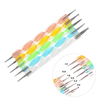5 Tk /komplekt 2-Tee Dotting Pen Küünte Nail Art Tool Pen Set UV Geel Küünte Liiga Marbleizing Maali Vahend Küünte Art Dot Komplekt