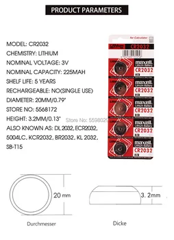 1tk/palju maxell CR2032 3V Originaal liitiumaku Vaadata puldiga Kalkulaator CR2032 button cell mündi patareid