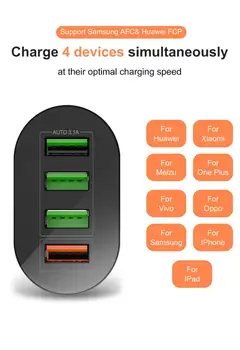 4 Port USB-Kiire Kiire Seina Tasu Adapter 3.0 EU Pistik Mobiiltelefoni QC3.0, Kiire Laadimine USB kaudu Laadimine Pea MEID EL Standard
