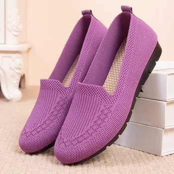 Naiste kingad 2021 uus net madalas suu korter kingad hingav vabaaja jalatsid socofy ema kingad naistele mokassiinkingad