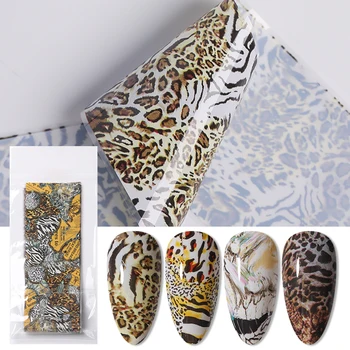 10tk/Set Leopardi Mustriga Küünte Üleandmise Kleebised Foolium Küünte Decal Värvikas DIY Nail Art Decorarion