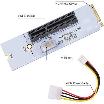 M2 PCI-E 4X Ärkaja Kaardi M2-Klahvi M PCIe X4 Adapter LED Pinge indikaator NGFF ärkaja jaoks NVMe jaoks Kaevandaja Kaevandamine