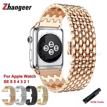2021 Luksuslik Metall Teras Lohe muster Bänd Apple Watch 6 5 4 3 2 1 Rihmad iwatch SE Wristbands 38mm 42mm 40mm 44mm