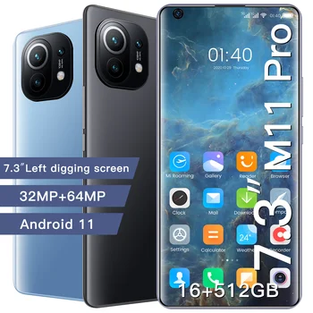 7.3 Tolline M11 Pro Globaalne Versioon Galaxy 6800Mah Liitium-ioon Suur Patarei 16+512G Kaamera Nutikas Android Telefon 32MP+64MP Smart Telefon