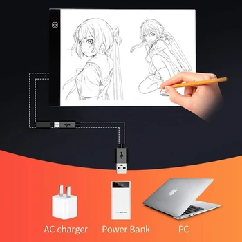 A4 LED Valgus joonestuslaud Kunst Graafika Maalikunst Kirjutamine Tabel USB Laetav Sketching Animatsiooni Koopia Pad Juhatuse Drawing Tablet