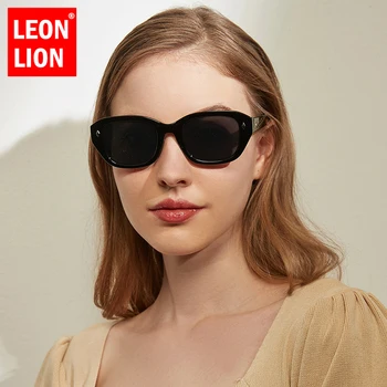 LeonLion Retro Hulknurk Päikeseprillid Naistele Cat Eye Prillid Naiste/Meeste Teenetemärgi Leopard Prillid Naiste Square Gafas De Sol Mujer