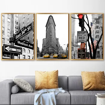 New Yorgis Empire State Building Seina Art Lõuend Maali Must Valge Põhjamaade Pildid Seinale, Pildid, Plakatid Esteetiline Tuba Deco