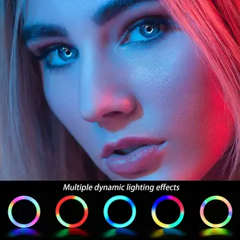 RGB Selfie Rõngasvalgusti Värvi Pehme Rõngas Kerge Ringi Lamp Koos Laua taga Pikk Arm Tablett Statiivi Telefoni Omanik Seista Fotograafia Valgustus