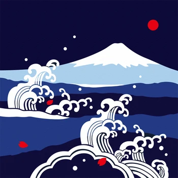 Jaapani furoshiki polüester / Jaapani klassikaline Traditsioon Mere laine trükitud 90cm / Palju Kasutab