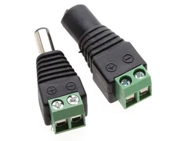 10tk 12V 2.1 X 5.5 mm DC Mees Jack Plug Adapter Connector Pistik CCTV Ühte Värvi LED Valgus