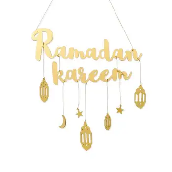 2021 10pc Eid Mubarak Ramadan Kareen Decor Kuu Ja Täht Tähestikus Ripats Puidust Käsitöö Kodu Uks Rippus Decor