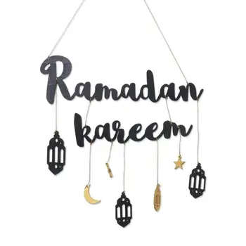 2021 10pc Eid Mubarak Ramadan Kareen Decor Kuu Ja Täht Tähestikus Ripats Puidust Käsitöö Kodu Uks Rippus Decor