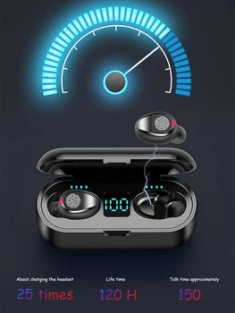 F9TWS Bluetooth Juhtmeta Kõrvaklapid Touch Kõrvaklapid Stereo Müra Tühistamises Peakomplekt täiesti uued Auriculares 2000 mAh Laadimine
