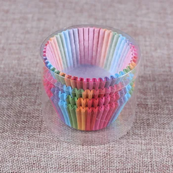 100tk Rainbow Värvi Glasuur Liner Paber Cup Muffin Koogid Seista Paberi Kasti Küpsetamine Vahendid Koogid Köök Tarvikud