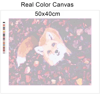 HUACAN Värvi Numbrid Fox Loomade Akrüül Maali Kunsti Kingitus DIY Pilte Number Komplektid Kodus Decors
