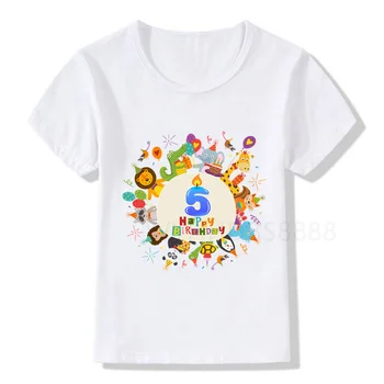 1-9 Lapsed, Peace Loomade Partei Sünnipäeva Number, Nimi, Print T-Särk Lastele Loomade Sünnipäeva T-särgid Poiss&Tüdruk Naljakas Kingitus Tshirt