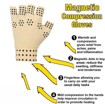 1 Paar Magnetravi Fingerless Kindad Artriidi Valu, Ravib Liigeseid, Traksid Toetab Tervishoiu-Spordi Ohutu Ranne