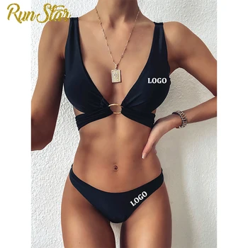 RunStar Custom Logo Suvel Seksikas Naiste Bikiinid Ujumistrikoo Push-up Bikiinid, Rinnahoidja Komplekt 2 Töö Ujuda Masti Supelrõivad Beachwear Supelda 2021
