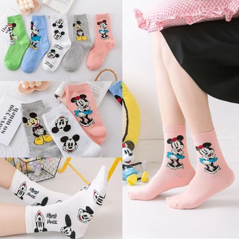 10 Tükki = 5 Paari Disney Naiste Sokid Miki Minnie Mouse Puuvillased Tütarlaste Mood Armas Keskmise Sokid Anime Sügisel Sokk