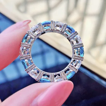 ELSIEUNEE Hõbe 925 Ehted Ring Ringi Sõrme Rõngad Naised Mehed Akvamariin Ruby Simuleeritud Moissanite Ring Hulgimüük