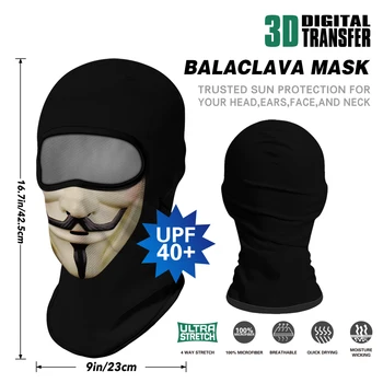 Anonüümne Balaclava Sall Sall Kõrvaklamber Näo Mask V for Vendetta Peapael Headscarf Kaela Buff Facemask Braga Cuello Naised Mehed