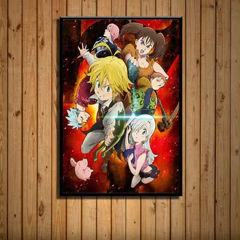 Seitse Deadly Pattude Eest Anime Plakat Elavad Lapsed Toas Seina Home Decor Kvaliteedi Lõuend Maali Armas Jaapani Cartoon Art Decor