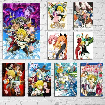 Seitse Deadly Pattude Eest Anime Plakat Elavad Lapsed Toas Seina Home Decor Kvaliteedi Lõuend Maali Armas Jaapani Cartoon Art Decor