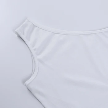 Ühe Õla Asümmeetrilise Õõnes Naiste Tank Top Valge Põhi Kõhn Kärbitud Tops Vabaaja Tahke Seksikas Backless Femme Top Vest