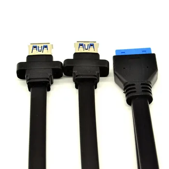 USB 3.0 Kaabel, USB HUB, 2x USB 3.0 - (Meeste ja Naiste 19Pin Päise USB3.0 pikendusjuhe koos Kruvi Panel Mount Lauaarvutite Arvuti