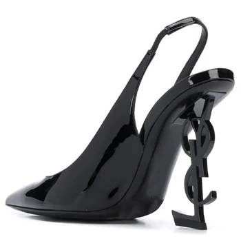 2021 luksus brändi naiste kingad musta lakknahast pikad kirjad kõrged kontsad one-piece kõrged kontsad, seksikas mood kingad
