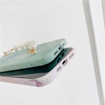 Luksus Pearl Randmepaela Marmor Mustriga Telefon Case For iPhone 12 11 Pro Max X XS Max XR SE 2020 7 8 Plus Pehme Kaas Armas Capas